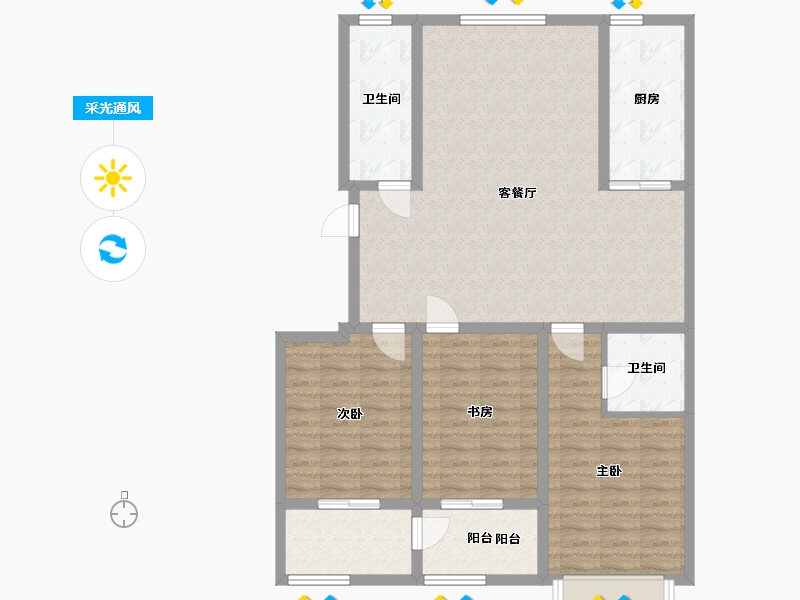 山东省-潍坊市-滨海福地世家-110.00-户型库-采光通风