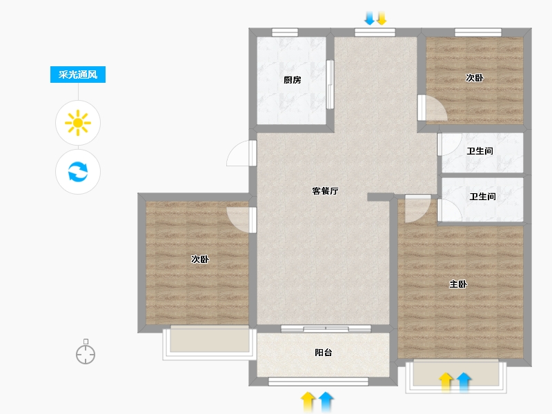 山东省-济南市-锦水丽景-93.50-户型库-采光通风