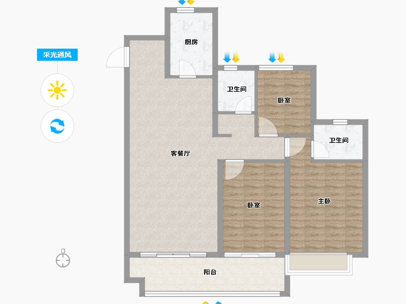 山东省-枣庄市-紫悦山·印象-106.05-户型库-采光通风