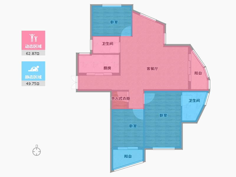 浙江省-绍兴市-东厦颐景园-102.38-户型库-动静分区