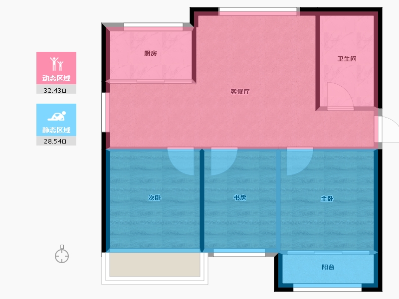 山东省-威海市-天恒龙泽府-55.25-户型库-动静分区