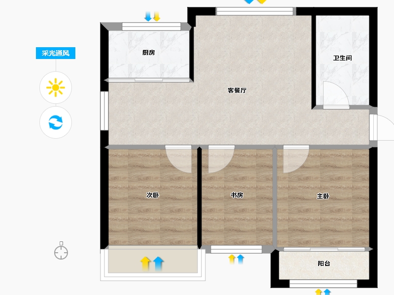 山东省-威海市-天恒龙泽府-55.25-户型库-采光通风