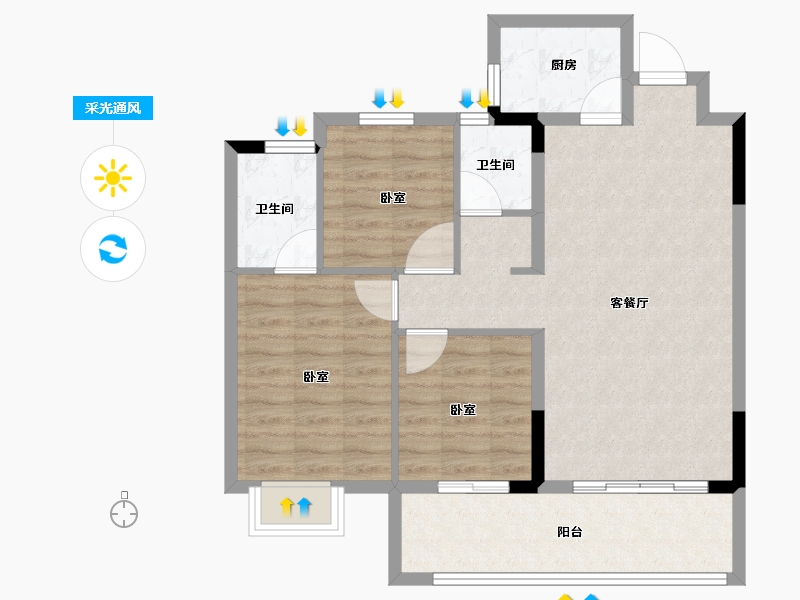 福建省-龙岩市-永佳玺院-80.02-户型库-采光通风