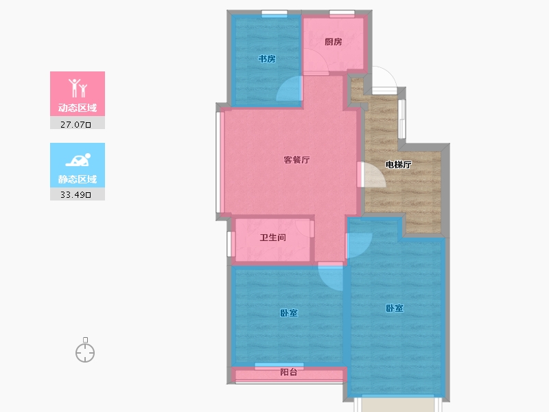 山东省-烟台市-万光山海城B区御山海-60.90-户型库-动静分区