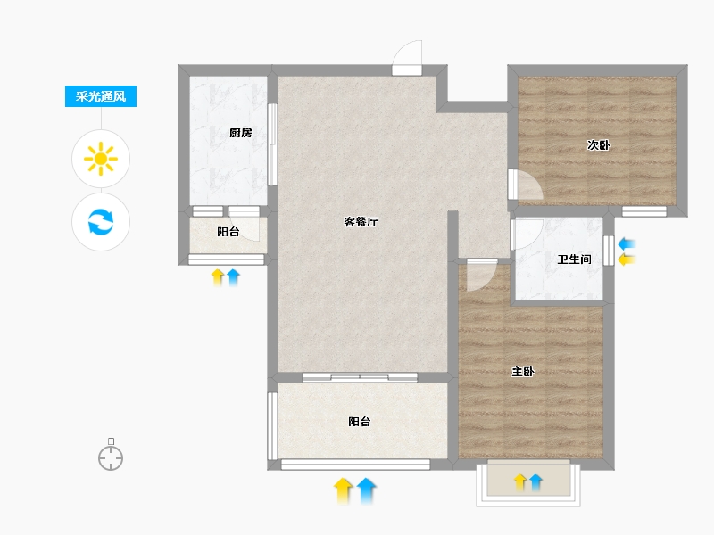 山东省-济南市-卓亚香格里-74.00-户型库-采光通风