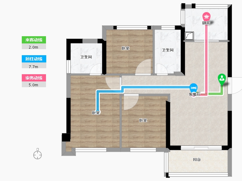 福建省-泉州市-蓝光雍锦府-70.68-户型库-动静线