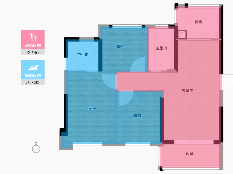 福建省-泉州市-蓝光雍锦府-70.68-户型库-动静分区