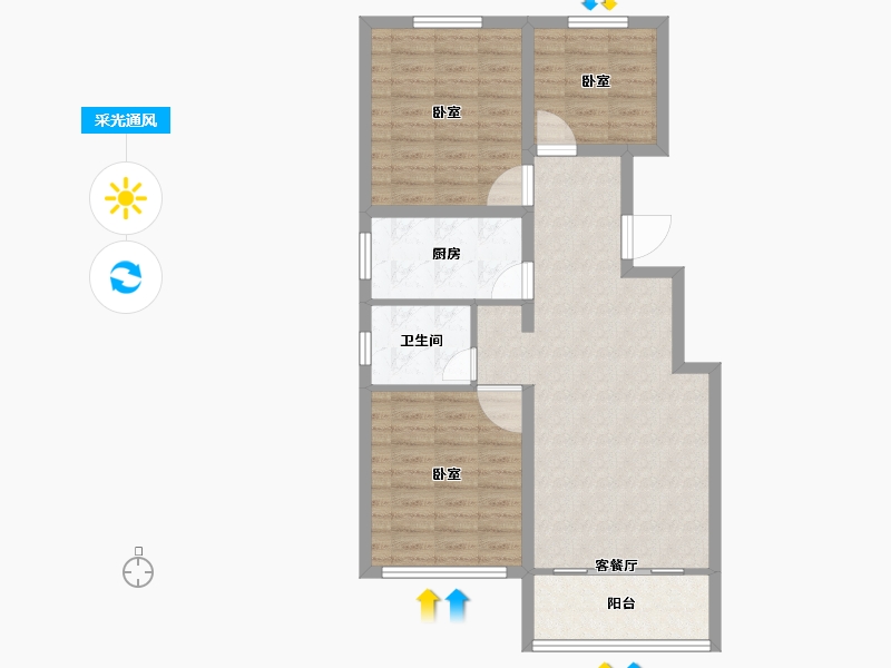 山东省-聊城市-民生幸福里-80.89-户型库-采光通风