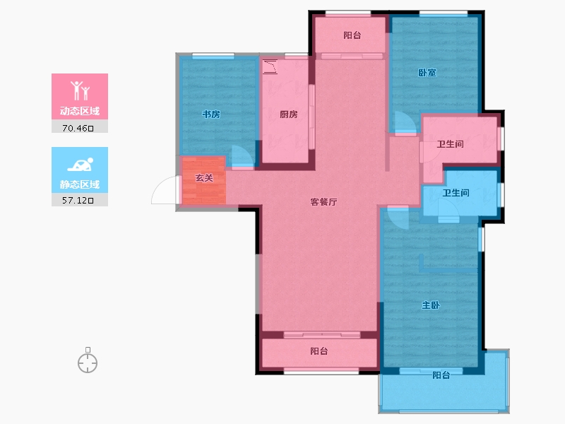 山东省-青岛市-龙湖滟澜海岸悦澜居-113.85-户型库-动静分区