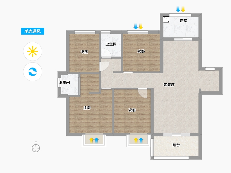 安徽省-蚌埠市-孔雀城时代北宸-86.40-户型库-采光通风