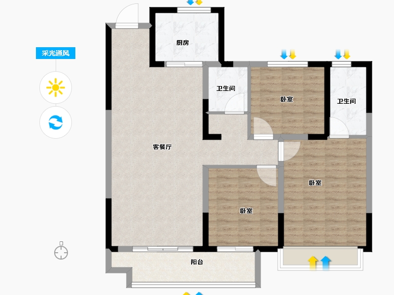 河南省-安阳市-开祥御龙城-103.00-户型库-采光通风