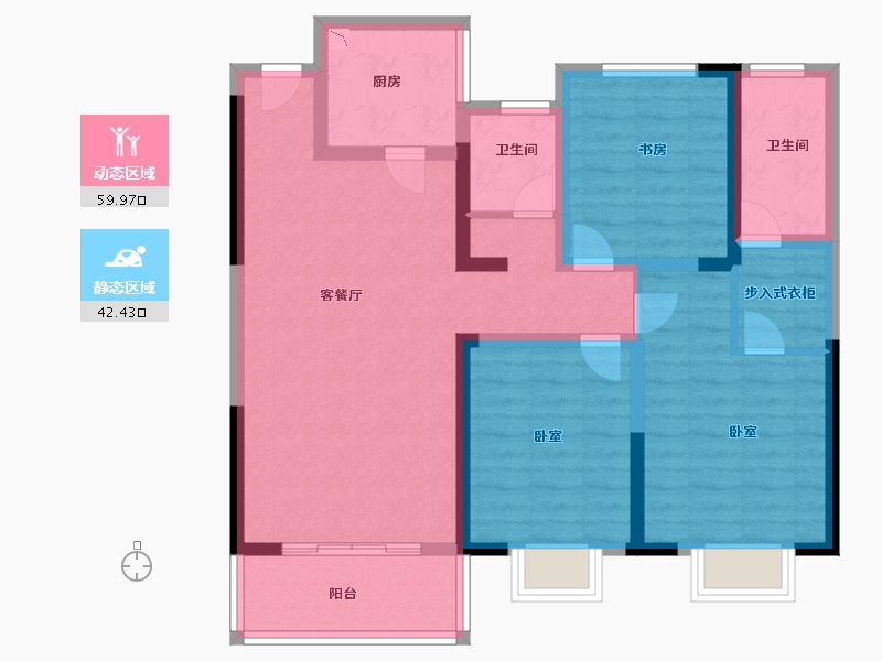 河南省-洛阳市-华耀城佳兆业水岸新都-90.12-户型库-动静分区