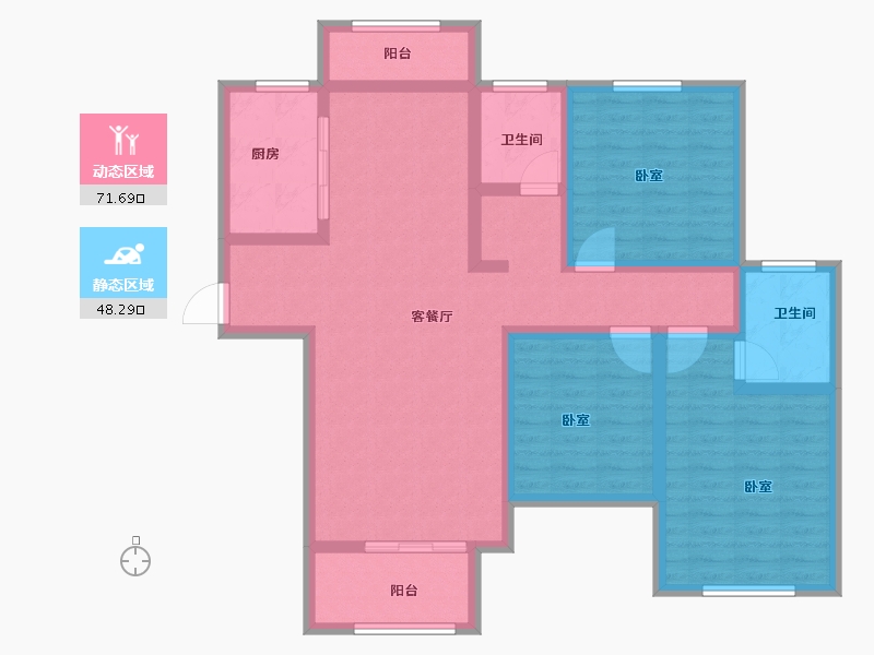 河南省-新乡市-新乡长垣建业森林半岛-106.00-户型库-动静分区