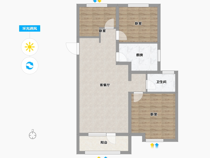 山东省-烟台市-万科城市之光二期-80.19-户型库-采光通风