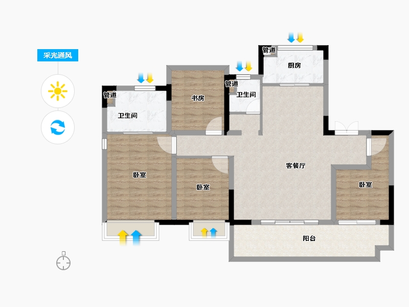 安徽省-合肥市-滨湖正荣府-112.00-户型库-采光通风