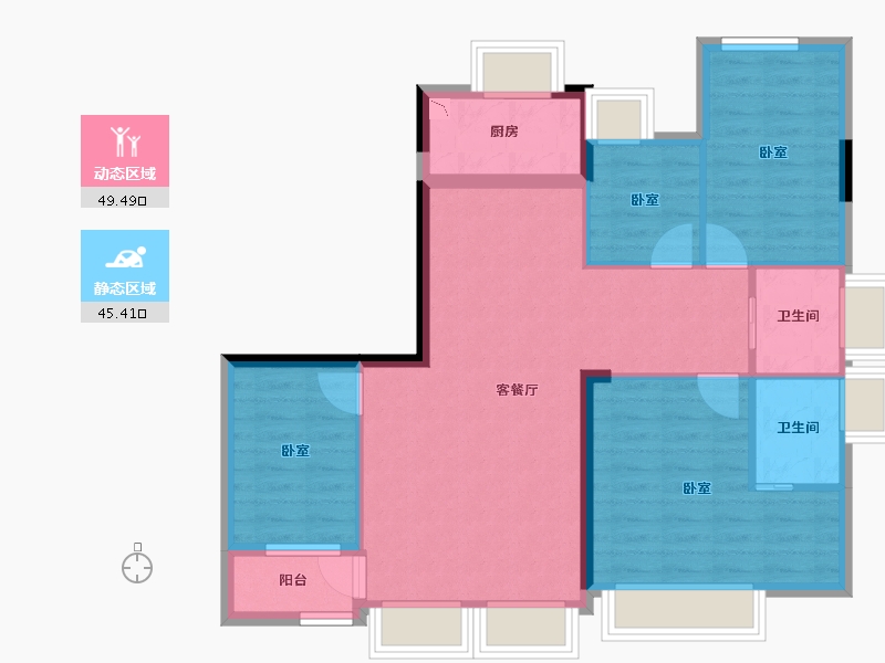 福建省-龙岩市-厦鑫·博览佰院-84.63-户型库-动静分区