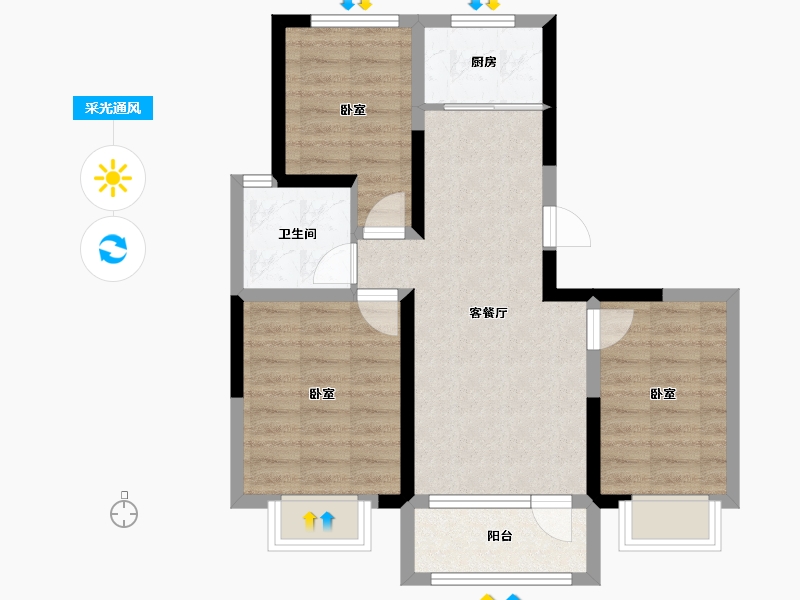 山东省-青岛市-恒聚美岸-64.34-户型库-采光通风