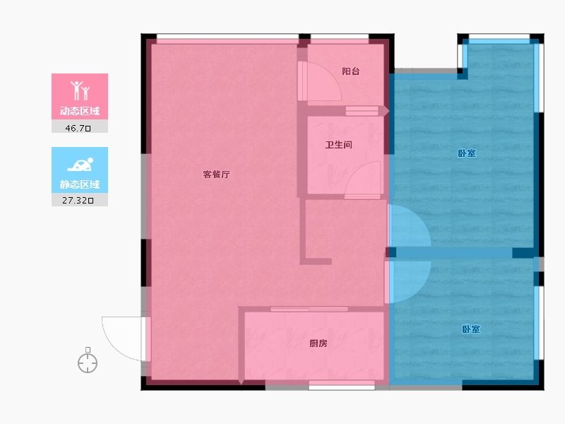 河南省-郑州市-新田·印象中心-65.99-户型库-动静分区