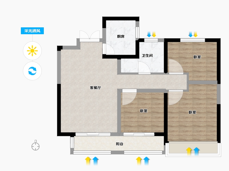 河南省-郑州市-中博城珑誉园-78.00-户型库-采光通风