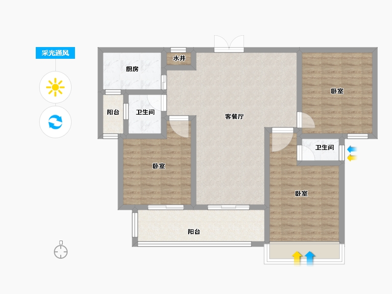 河南省-焦作市-沁阳晨升一號城邦-95.38-户型库-采光通风