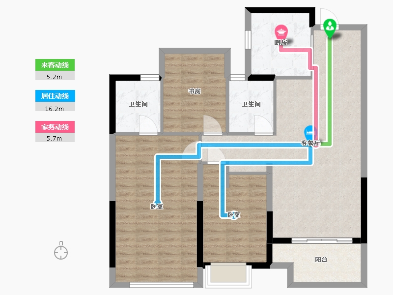 浙江省-杭州市-滨江御江南-96.95-户型库-动静线