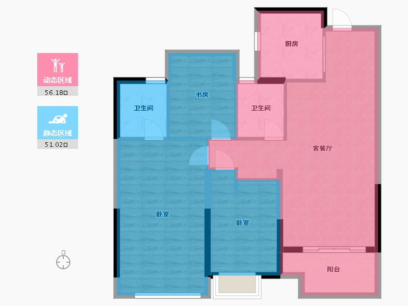 浙江省-杭州市-滨江御江南-96.95-户型库-动静分区