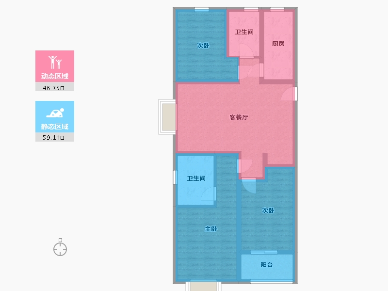 山东省-日照市-荣安·北李广场-93.49-户型库-动静分区