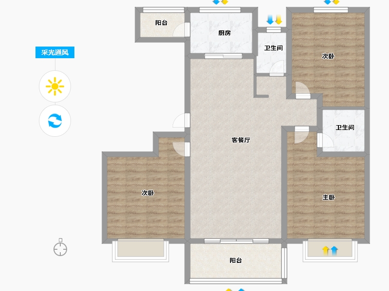 山东省-济南市-卓亚香格里-100.99-户型库-采光通风