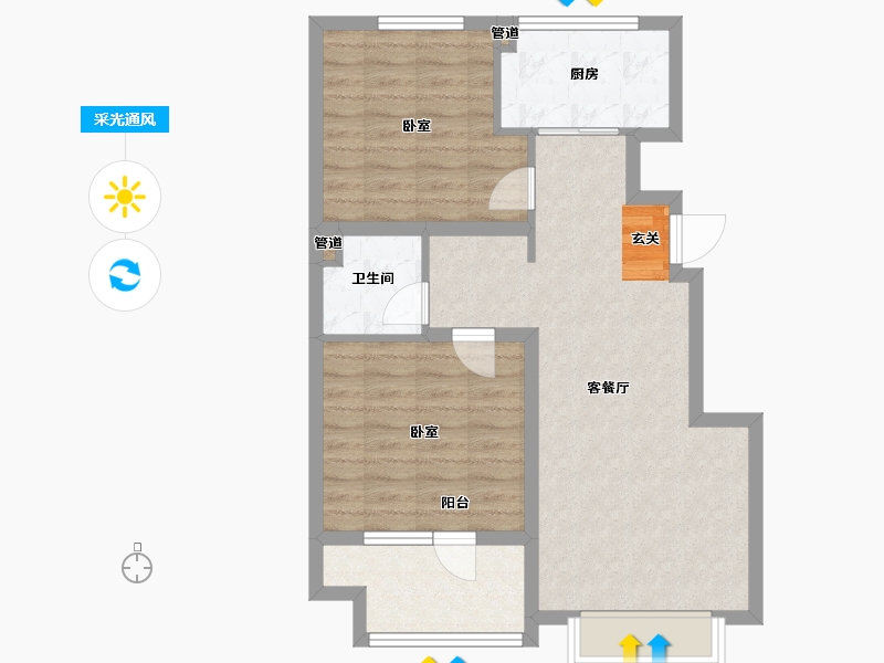 山东省-青岛市-万科生态城三期-70.78-户型库-采光通风