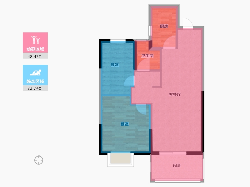 河南省-郑州市-豫发白鹭源春晓-63.82-户型库-动静分区