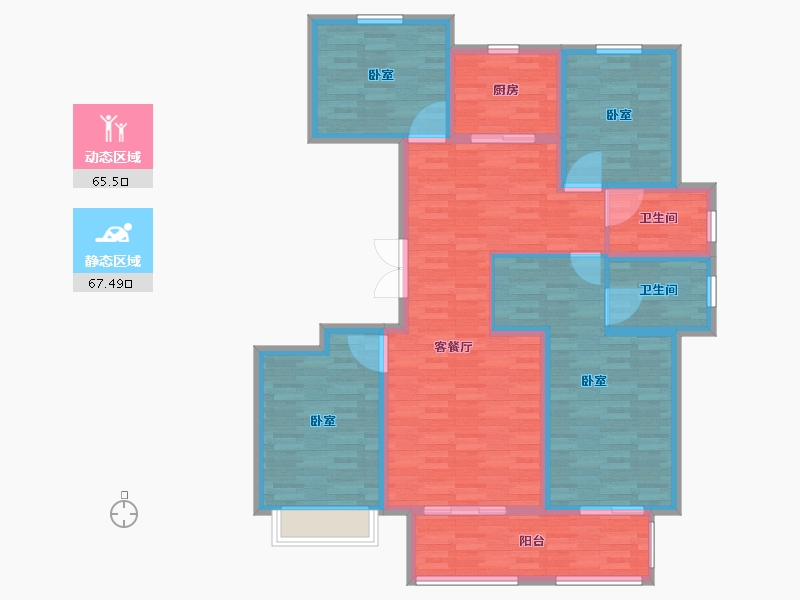 河南省-郑州市-豫发白鹭源春晓-119.60-户型库-动静分区