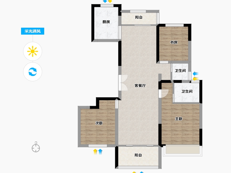 安徽省-蚌埠市-润都中央壹品-98.41-户型库-采光通风