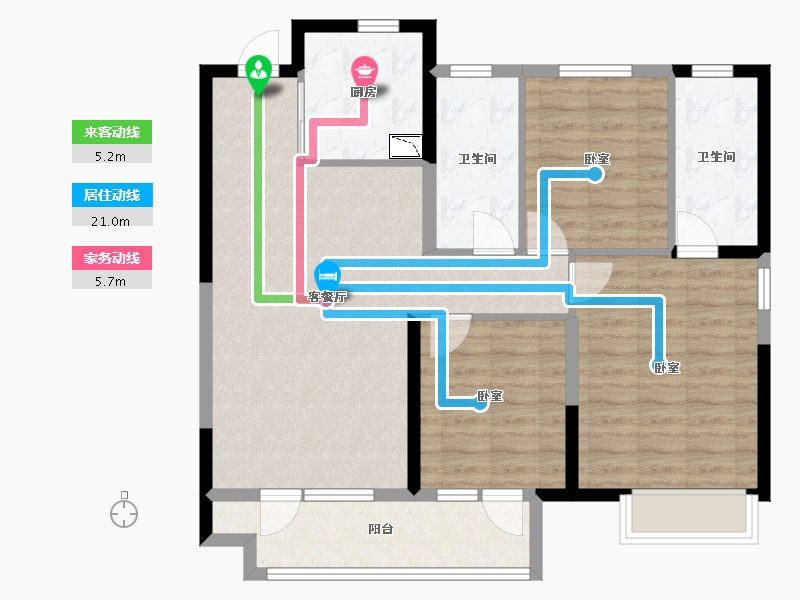 山东省-烟台市-龙湖春江悦茗-92.00-户型库-动静线