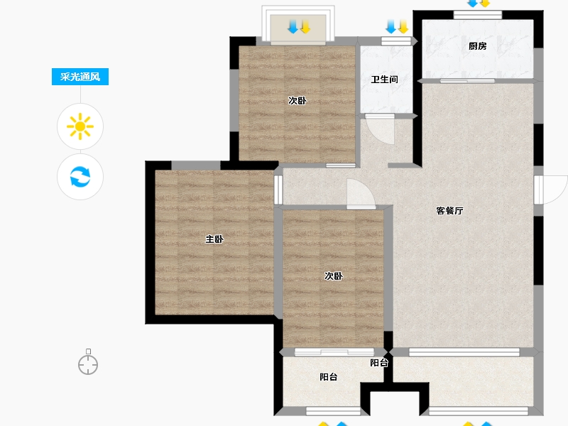 安徽省-蚌埠市-浍河欣城·翰林苑-82.19-户型库-采光通风