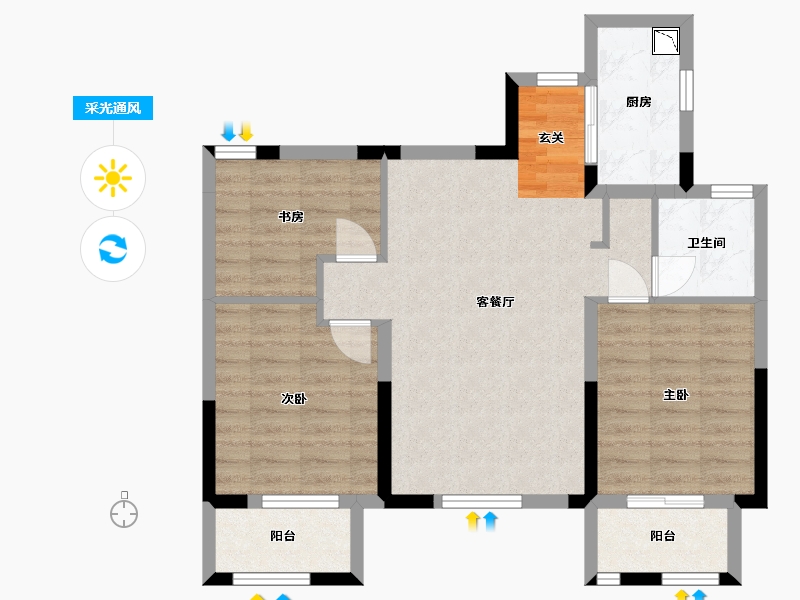 安徽省-蚌埠市-春江朗月-76.93-户型库-采光通风