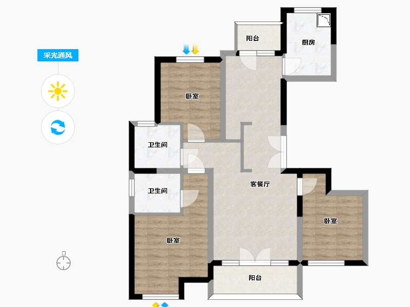 山东省-济南市-济水别苑-85.14-户型库-采光通风