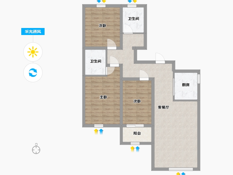 山东省-日照市-教授花园IV期碧山临海-82.80-户型库-采光通风