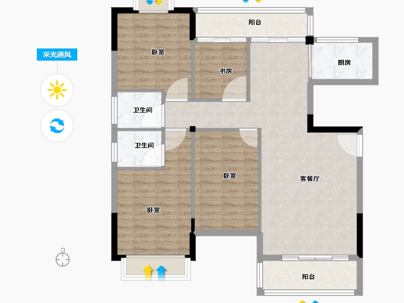 福建省-龙岩市-漳平清华首院-102.00-户型库-采光通风