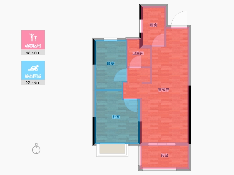 河南省-郑州市-豫发白鹭源春晓-63.82-户型库-动静分区