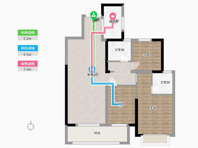 安徽省-蚌埠市-新城吾悦广场-95.21-户型库-动静线