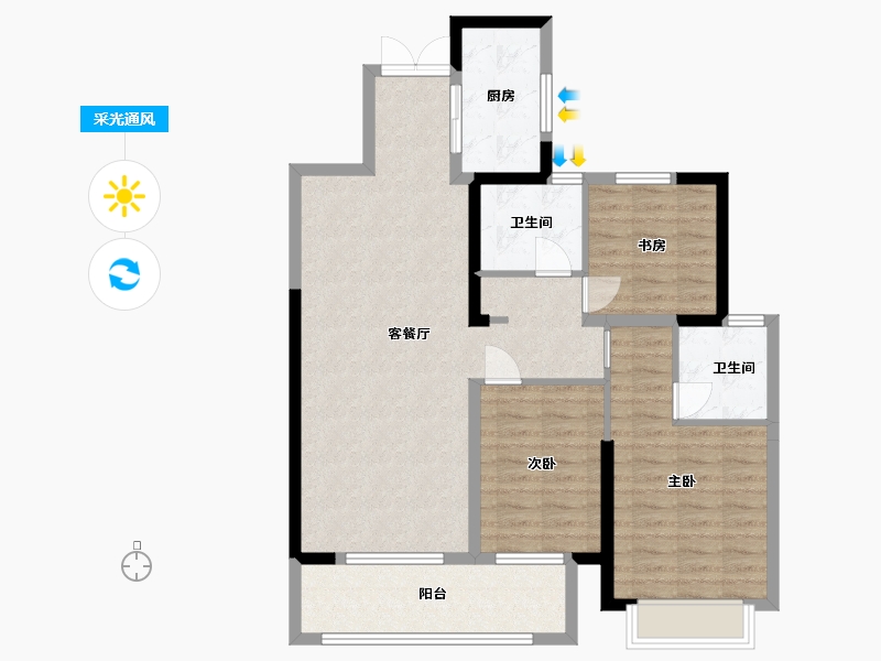 安徽省-蚌埠市-新城吾悦广场-95.21-户型库-采光通风