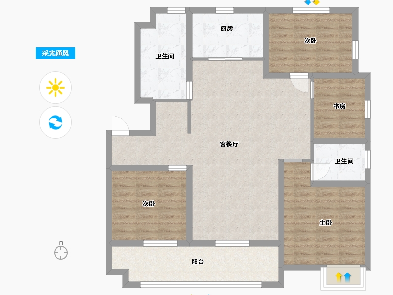 安徽省-蚌埠市-新贝·紫云府-103.20-户型库-采光通风