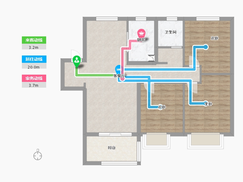 安徽省-蚌埠市-孔雀城时代北宸-76.00-户型库-动静线