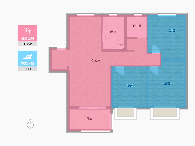 安徽省-蚌埠市-孔雀城时代北宸-76.00-户型库-动静分区