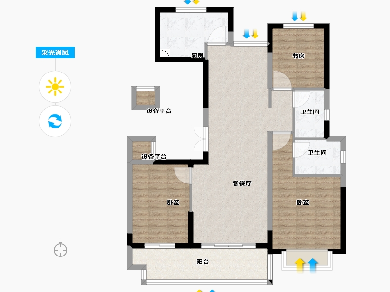 山东省-临沂市-金钰府-102.00-户型库-采光通风