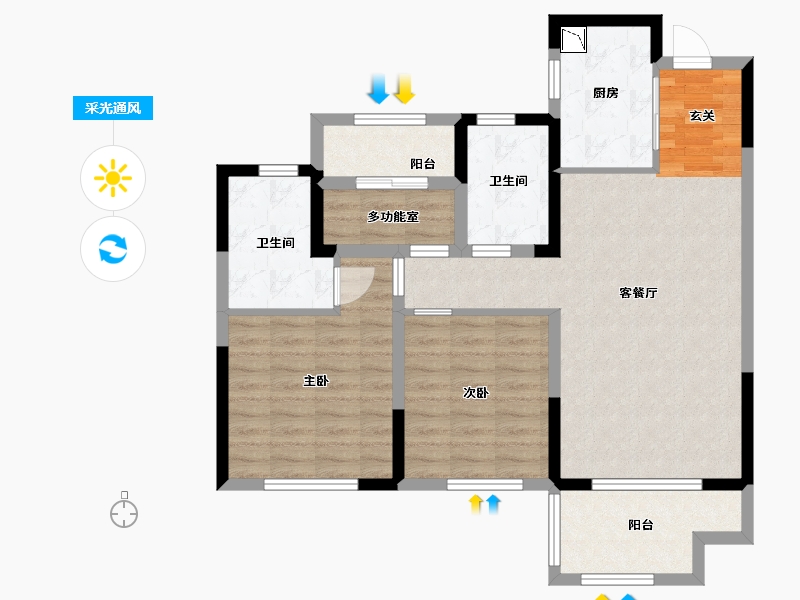 安徽省-蚌埠市-文德江山府-88.00-户型库-采光通风