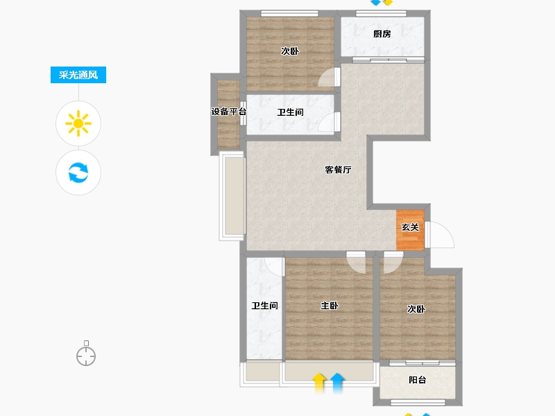 山东省-淄博市-学林雅苑-100.42-户型库-采光通风