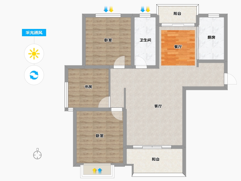 河南省-许昌市-铭泰瑞云佳苑-97.26-户型库-采光通风