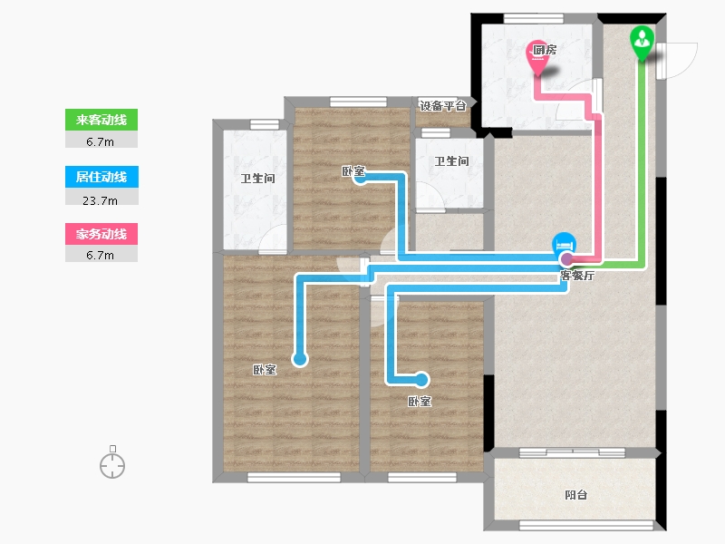 河南省-信阳市-东方今典·伍號公馆-102.73-户型库-动静线