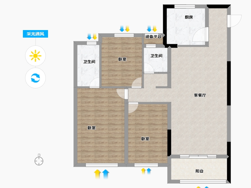 河南省-信阳市-东方今典·伍號公馆-102.73-户型库-采光通风